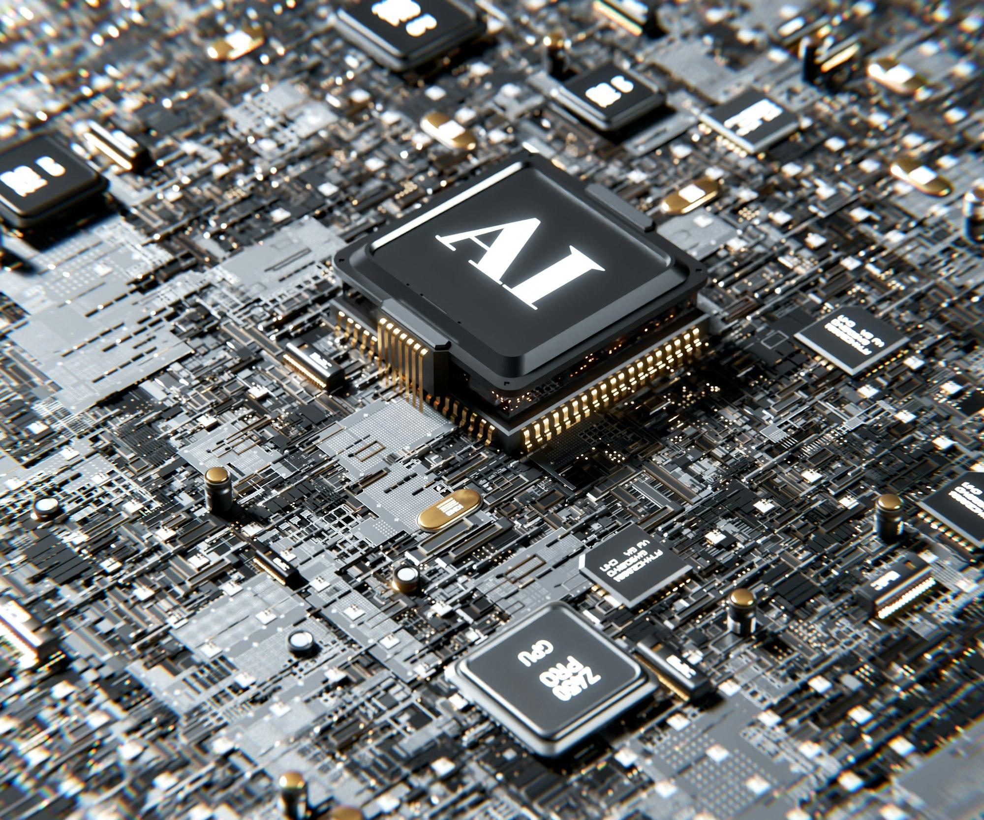 An AI chip on a circuit board